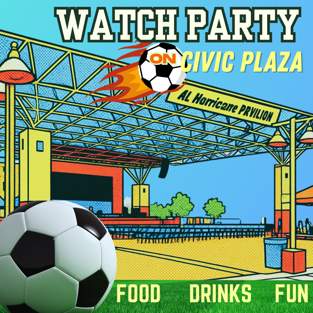 Civic Plaza Watch Party Square Graphic